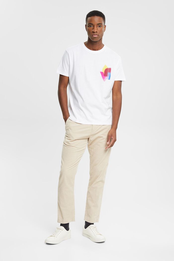 T-shirt met print op de borst, WHITE, detail image number 4