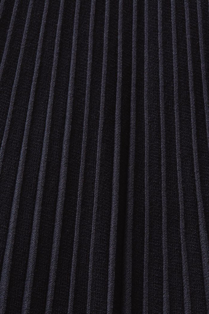 Geplisseerde midi-jurk met opstaande kraag en korte mouwen, BLACK, detail image number 5