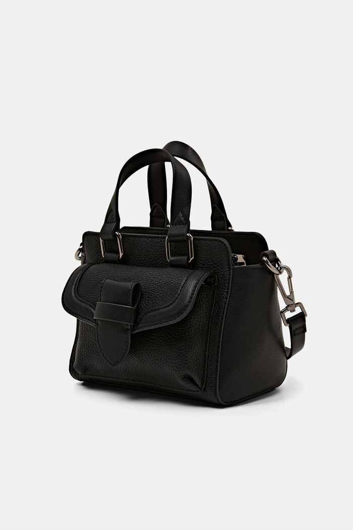 City bag in leerlook, BLACK, detail image number 2