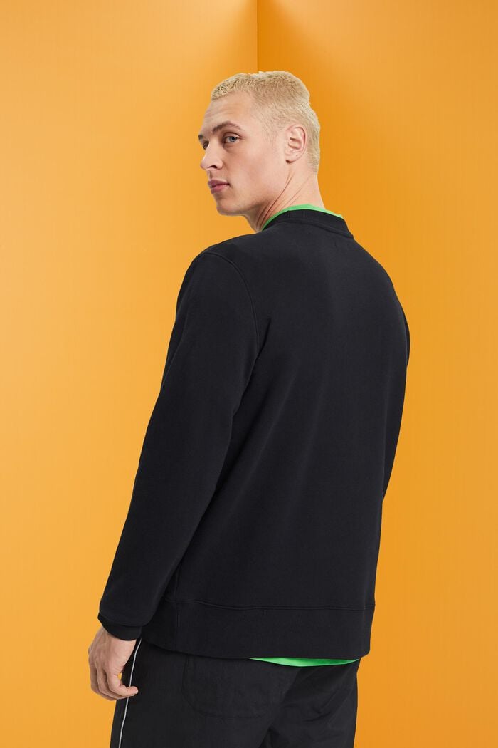 Sweatshirt met een gestikt geometrisch hartmotief, BLACK, detail image number 3
