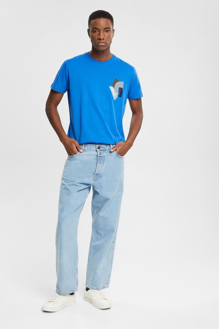 T-shirt met print op de borst, BLUE, detail image number 4