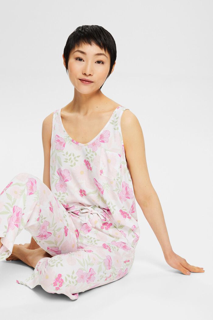 Pyjama met bloemenmotief, LENZING™ ECOVERO™, WHITE, detail image number 1