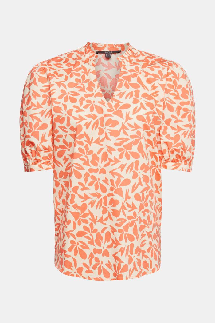 Katoenen blouse met print, CORAL ORANGE, overview