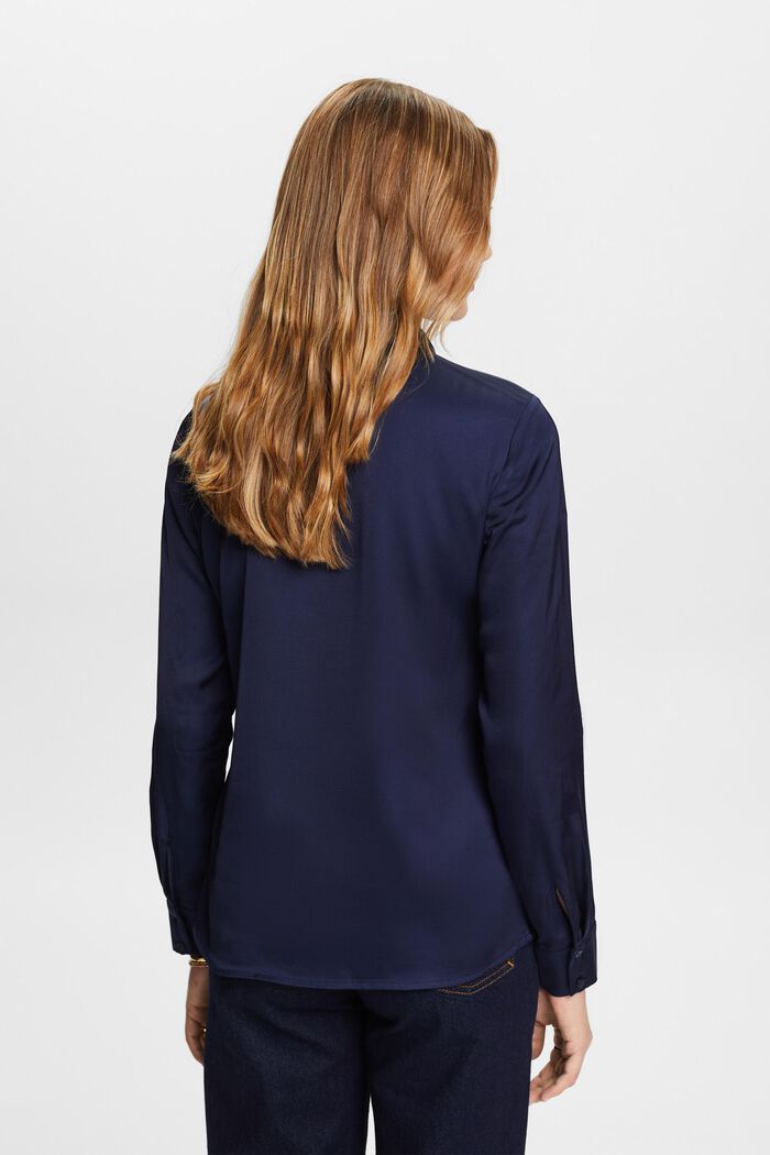 Satijnen blouse met lange mouwen, DARK BLUE, detail image number 3