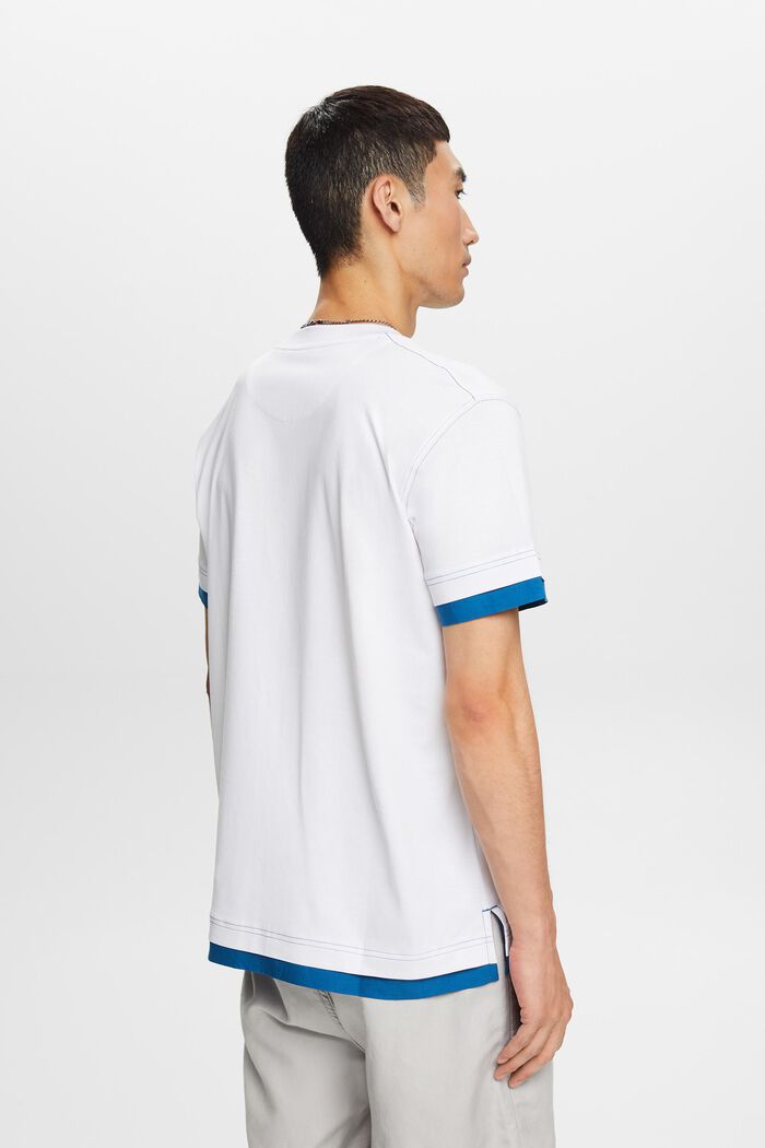 T-shirt met ronde hals in laagjeslook, 100% katoen, WHITE, detail image number 3