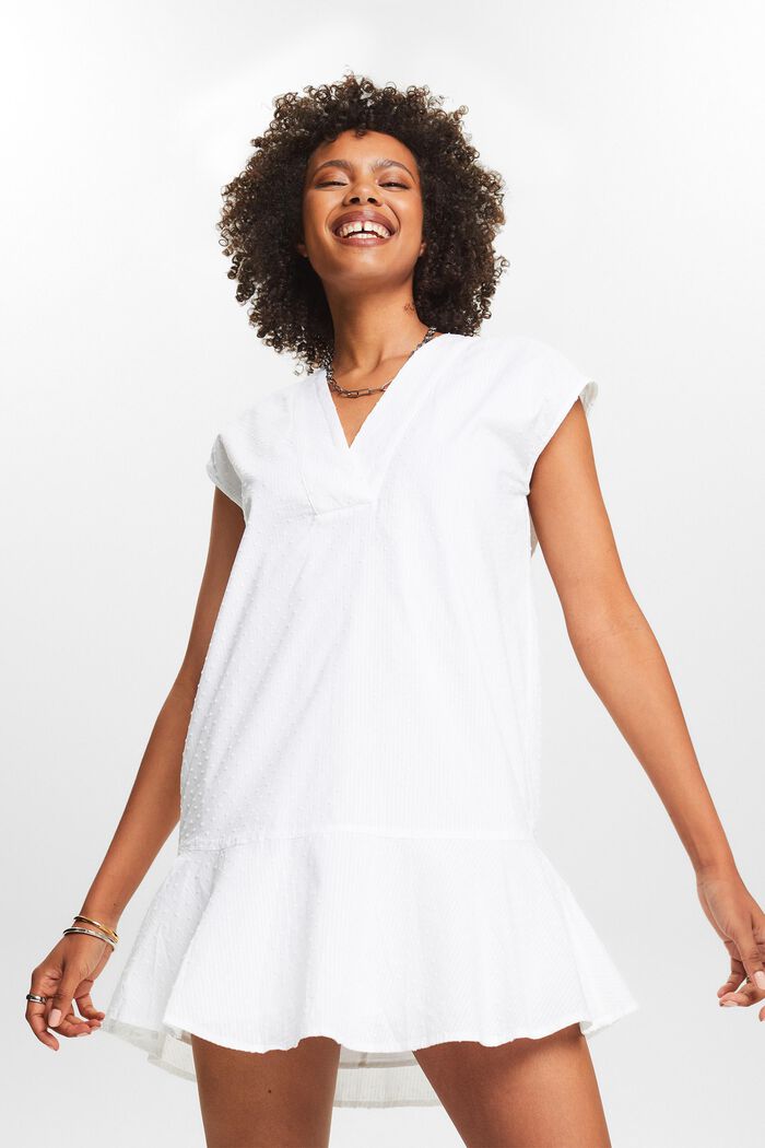 Mouwloze mini-jurk met peplum, WHITE, detail image number 0