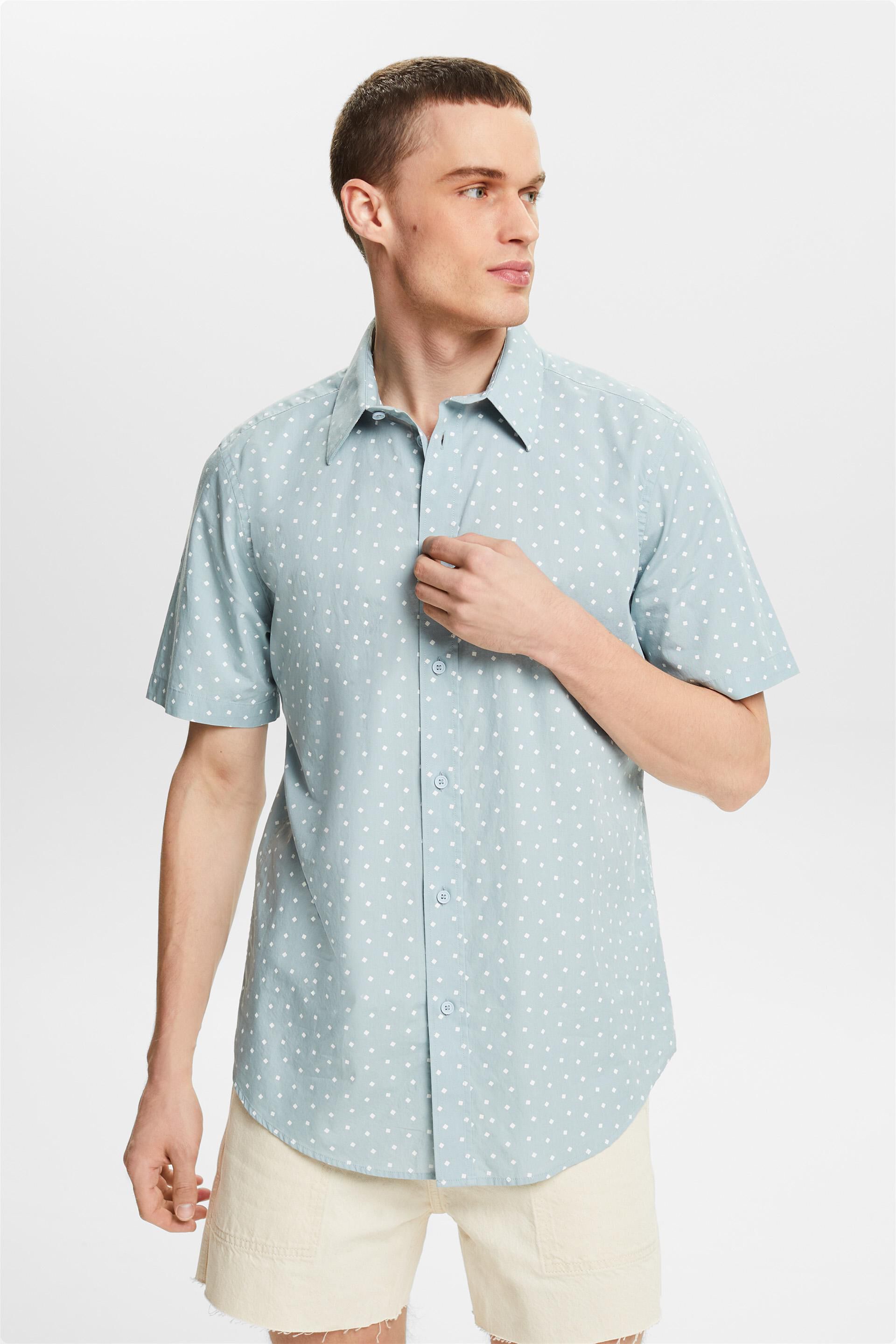 Blauw Overhemd met korte mouwen en print