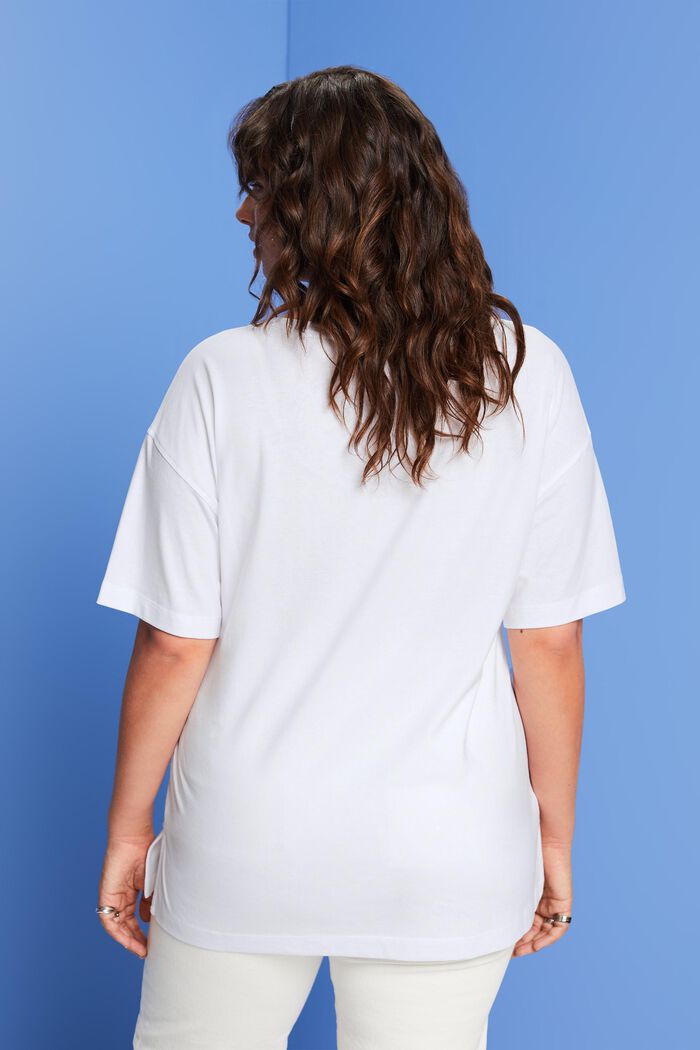 CURVY T-shirt met V-hals, TENCEL™, WHITE, detail image number 3