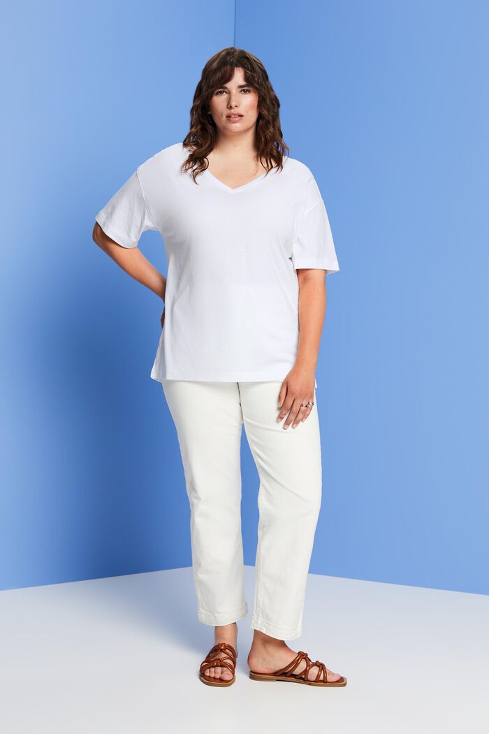 CURVY T-shirt met V-hals, TENCEL™, WHITE, detail image number 4